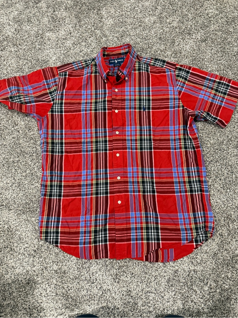 Ralph Lauren Men’s Blake Red Plaid Short-Sleeve Button-Down Shirt